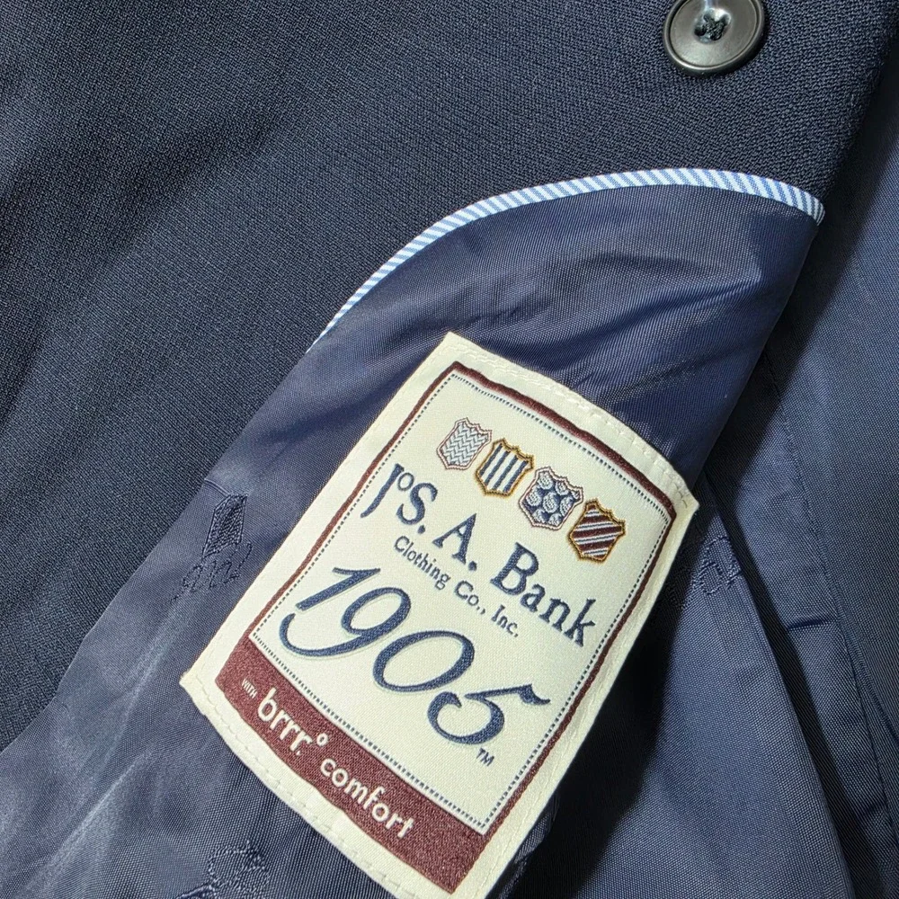Jos. A. Bank Wool Brrr Nylon Blazer Mens 38 Long Navy Blue 1905 Tailored Stretch